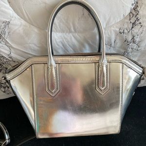 J Crew silver leather handbag